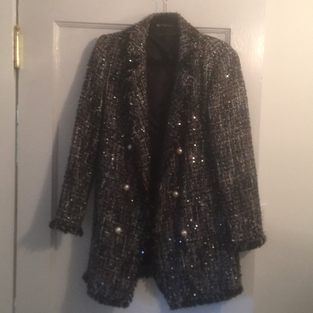 Zara tweed long blazer